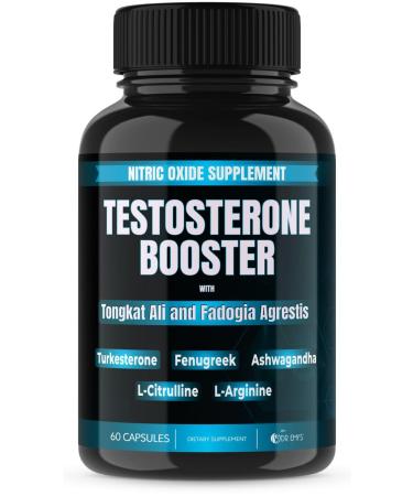 Dr. Emy's (1 Pack Testosterone Booster-Tongkat Ali Fadogia Agrestis Nitric Oxide Ashwagandha Supplement for Men with L Arginine Citrulline Fenugreek - Turkesterone Pre Workout Pump (60 Capsules)