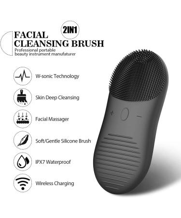Sonic Facial Cleansing Brush IPX7 Waterproof Silicone Face Scrubber Brush & Massager for Men-Women-Teens USB Rechargeable Super long standby 12 Speeds optional(BLACK)) - Buy Online on GoSupps.com