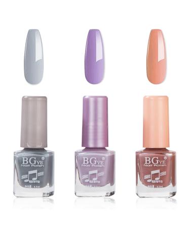 3 Color Nail Polish Set Quick Dry & Long Lasting Nail Varnish Pastel Gel Nail Polish Non-Toxic Water Based Nail Polish Nature No Need UV Nail Paint For Diy Nail Art (Style C)