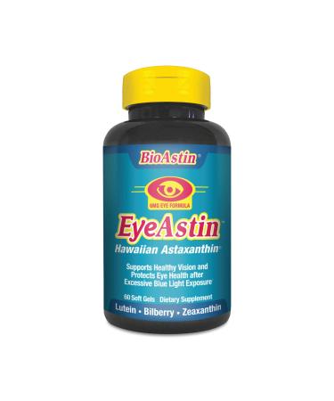 EyeAstin BioAstin Hawaiian Astaxanthin - 60 gelcaps  Supports Eye Health Naturally  A Super-Antioxidant Grown in Hawaii ,Black,EyeAstin,60 Count