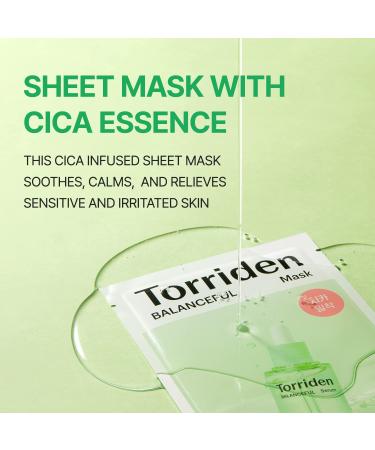 Torriden BALANCEFUL Cica Facial Sheet Masks (10 Sheets) - Centella Asiatica & Hyaluronic Acid Infused - Buy Online on GoSupps.com