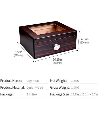 Cigar Humidor Handmade Cedar Wood Cigar Box Desktop Humidor with Hygrometer and Humidifier Removable Cedar Tray - Buy Online on GoSupps.com