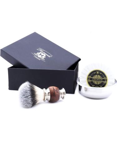 Haryali London Razor brush set-3-part shaving brush set-synthetic shaving brush with silver-colored lace-shaving soap-shaving bowl-stainless steel-sustainable-shaving set