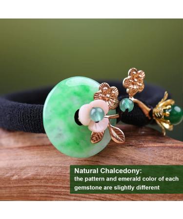 Vintage Chinese Natural Jade Gemstone Hair Tie - Retro Hair Accessories for Women - Buy Online on GoSupps.com