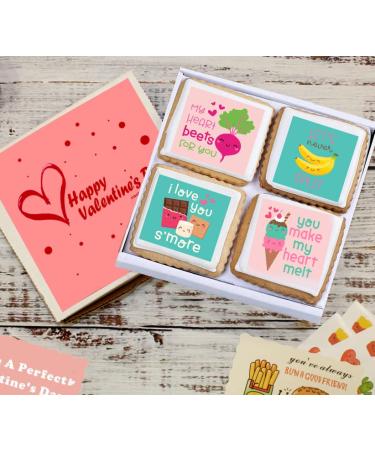Happy Valentines Day Cookies Gift Basket  Decorated Vanilla Sugar Cookie Greeting Card  Unique Cool Food Gift Box  For Him  Her  Boy  Girl  Friend  Spouse  Wife  Prime Delivery  4 Count - Buy Online on GoSupps.com