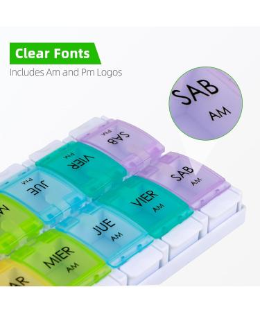 Spanish Pill Organizer - 7 Weekly Compartments for AM/PM Meds | Medication Organizer & Vitamin Planner in Spanish - Buy Online on GoSupps.com