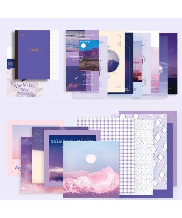 LA QUEENIE Aesthetic Scrapbook Kit 326pcs Scrapbooking Supplies Kit Art Journaling Supplies with Stationery A6 Grid Notebook Scrapbook Gift for Teen Girl Kid(Purple) purple B - Buy Online on GoSupps.com