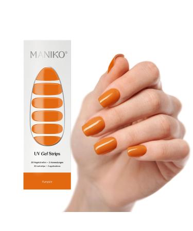 Maniko UV gel strips - self -adhesive nail film for up to 2 applications - vegan & long -lasting - manicure for natural nails (20 UV gel strips) (pumpkin)