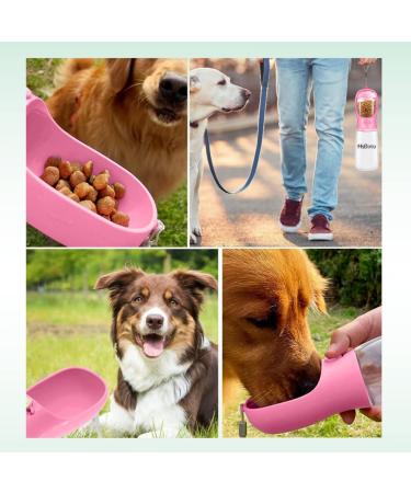 Mydaisy 550ml Dog Drinking Bottle with 100g Feed Container - Pink Spiral Travel Bottle for Dogs Puppies & Cats - Perfect Pet Accessory for On-the-Go - Buy Online on GoSupps.com