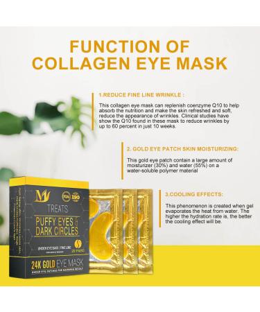 24K Gold Under Eye Mask (20 Pairs) - Collagen-infused for Puffy Eyes, Dark Circles, Wrinkles & Fine Lines - Buy Online on GoSupps.com
