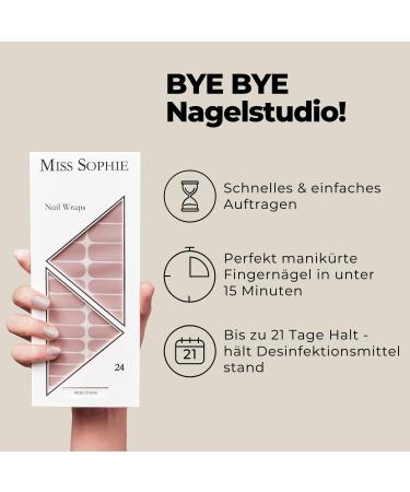 Original Miss Sophie Nail Foils - Hazel Brown | 24 Ultra-Thin Nail Polish Strips for Natural Acrylic Gel & Shellac Nails - Buy Online on GoSupps.com