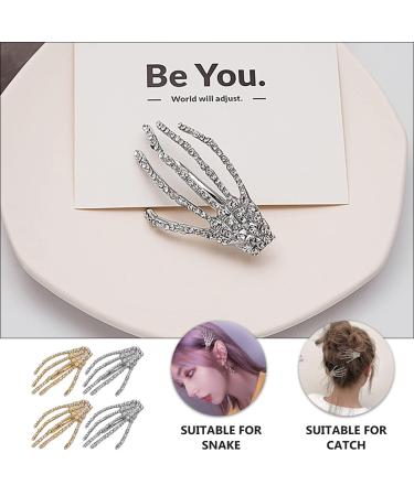 4-Piece Skull Rhinestone Hair Clips - Gothic Sparkling Skeleton Hairpins for Kids & Adults - Buy Online on GoSupps.com