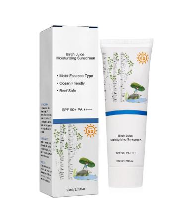 Birch Juice Moisturizing Sun Cream Organic Sunscreen SPF50 Skincare Sunscreen Strong UV Protection No White Cast Moist Essence Type-50ml (B)