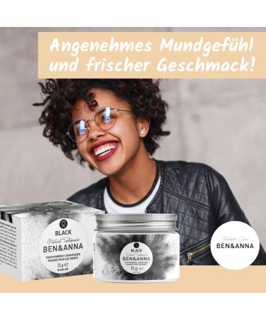 Ben & Anna Toothpowder Black 15g - Activated Charcoal Bleaching Powder for Whiter Teeth | Natural Cosmetics - Buy Online on GoSupps.com