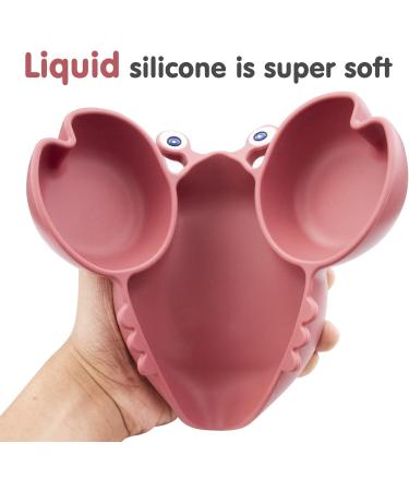Qshare Toddler Plate BPA-Free Portable Suction Plate for Kids Dishwasher & Microwave Safe Silicone Placemat - 9x6x1.4 inch (Crab-mauve) - Buy Online on GoSupps.com