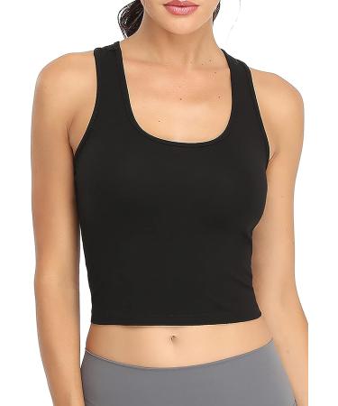 Women's Sports Crop Tank Tops 3-Pack - Racerback Workout Tanks for Running Yoga Gym - Black White Grey - Medium Size - Buy Online on GoSupps.com