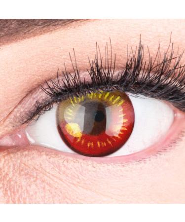 Colored Red Contact Lenses Anime Red Circle Lenses Heroes Of Cosplay High Coverage No Prescription with Free Lens Case