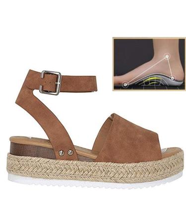 Sandals Retro Peep Toe Bizen Riemen Wedges Sandals for Women Summer Fashion Women High Heels Platauschuhe Sandals Espadrilles Black 41 (Braun 38 EU) Bruin 43 EU