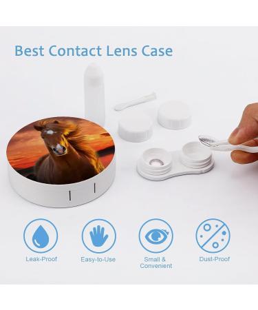 Brown Horse Round Case For Contact Lens Kit Storage Box with Mirror Printed - Buy Online on GoSupps.com