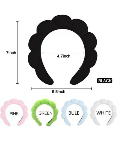 Spa Headband Set for Women - Soft Terry Cloth Headband for Face Washing and Makeup - Bubble Skincare Headband with Wristbands - Black+White - Perfect Gift Idea - Buy Online on GoSupps.com