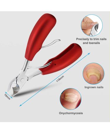 Seniors Thick Toenail Clippers for Ingrown Nails - Surgical Grade Stainless Steel Trimmer Nipper - Red - Buy Online on GoSupps.com