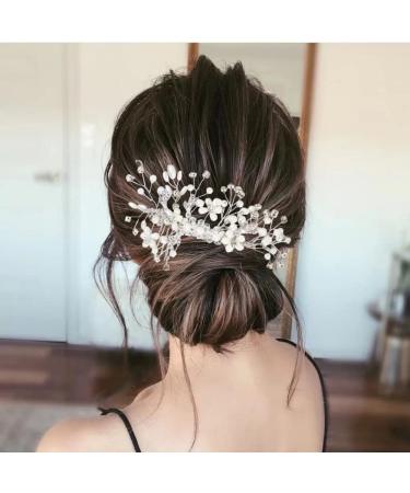 ISLHJDD Wedding Hair Comb Wedding Hair Clip Pearl Hair Comb Rhinestone Bridal Headpiece Pearl Bridal Hairclips Hair Accessories for Women and Girls