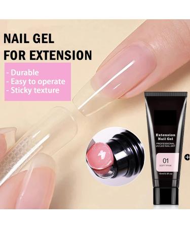 5Pcs Poly Gel Nail Kit - Soft Pink Builder Gel for Nails Extension - Durable 20ML Poly Nail Liquid - DIY Manicure Gel Kit for Beginners - Buy Online on GoSupps.com