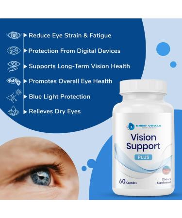 Vision Support Supplements with Lutein, Zeaxanthin, Bilberry Extract - Eye Care Health Vitamin for Eye Strain, Dry Eyes, Screen Blue Light - Ideal for Adults, Elderly - Made in USA, 60 Veggie Capsules - Buy Online on GoSupps.com