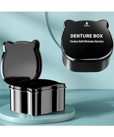 Prosthesis & Denture Box with Sieve | Guador Braces Cleaner Brushes & Storage | Black Denture Cup - Buy Online on GoSupps.com