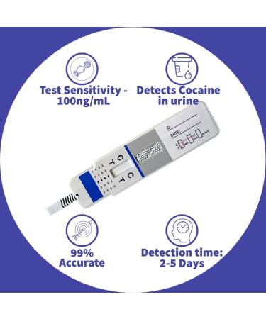 5-Pack Cocaine Drug Testing Kits - 100ng/ml Sensitivity - Urine Test for Coke, Crack, Charlie - One Step - Buy Online on GoSupps.com