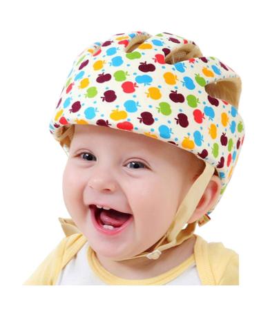 IULONEE Baby Helmet Toddler Protective Hat Infant Head Protective Cotton Hat Toddler Adjustable Safety Helmet (Apple Flower)