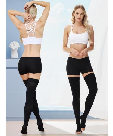 Beister 15-20 mmHg Thigh High Compression Stockings for Women & Men - Open Toe Varicose Veins & Edema Support Silicone Band - Black 4X-Large - Buy Online on GoSupps.com
