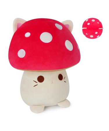 Yamepuia Mushroom Cat Plush Pillow - 11" Cat Plushie Mushroom Cat Stuffed Animal - Mushroom Cat Pillow Toy for Kids - Brithday - for Girls Boys