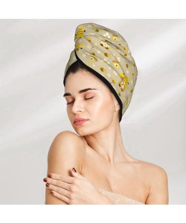 Hair Towel Wrap with Button Quick Drying Towel Turban & Cute Bee Gnomes Design for Effortless Hair Care - Buy Online on GoSupps.com