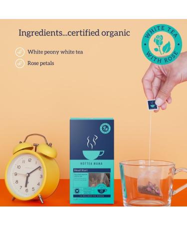 HOTTEA MAMA | Head Start | R sistez au Craquement de la Caf ine | Th Blanc Biologique et Rose | 14 Sachets de Feuilles Enti res Biod gradables (28 Tasses de Th ) - Buy Online on GoSupps.com