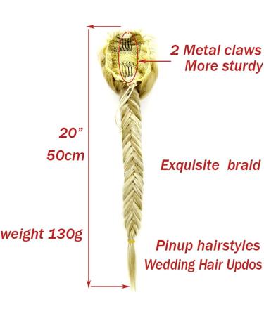 Hair Bun 20 Inch Fishbone Braid Ponytail Hair Extensions Synthetic Bun with Drawstring Hair Comb Ponytail Braided Ponytail Hair Extension Hair Piece (Color : #60) - Buy Online on GoSupps.com
