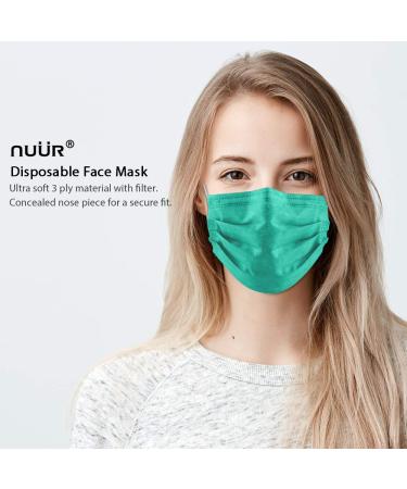 NU R 10pcs 3 Ply Disposable Face Mask Mask with Filter Layer and Elastic Earloop Retail Sealed bags Green - Buy Online on GoSupps.com