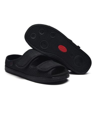 gaoxiao Diabetic Shoes for Women with Swollen Feet Open Toe Adjustable Velcro Extra Wide Sandals Swollen Feet Orthopedic Edema Slippers Comfy Breathable Elderly Shoe(Size:36 Color:Black) 36 Black