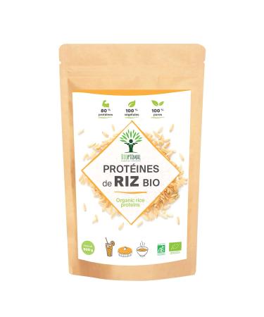 Prot ine de Riz Bio - Bioptimal - 80% de Prot ines - 12% de BCAA - Energie Sport Musculation - Poudre de Riz Brun Germ - 100% Pur - Whey V g tale - Conditionn en France - Certifi Ecocert - 500g Brun 500 g (Lot de 1)