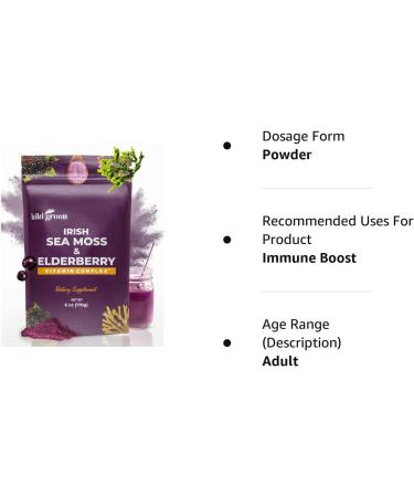 KIKI Green Sea Moss Powder with Elderberry Immune Boost - 6 Oz Vegan Superfood Powder for Immune Support - Buy Online on GoSupps.com