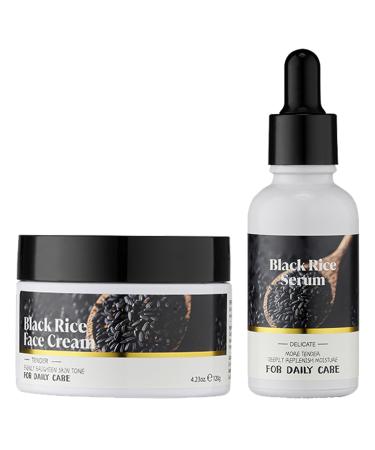 Facial serum facial cream for rice antiaging facial cream for all skin types improves rough skin makes elasticity Black Rice Serum Cream Set