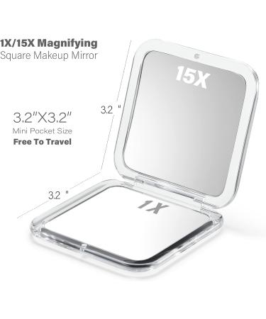 Snowflakes Compact Travel Magnifying Mirror - Double Sided 1x/15x Magnification - Handheld Portable for Travel and Purses (Silver) - Buy Online on GoSupps.com