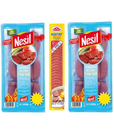 With Pufai Grocery Sausage, Nesil Garlic Sausage, Turkish Sausage 1000gx 2pcs + Ege Turk Garlic Sausage (cut) 200g