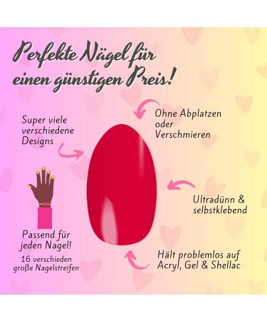 Ultra-Thin Pink Nail Foils - My Nails Rosarot I 16 Self-Adhesive Nail Art Strips for Natural & Acrylic Nails - Buy Online on GoSupps.com