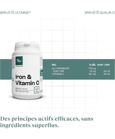 Nutrielement - Iron Vitamin C - 60 capsules - Iron Ultimine - Vitamin C Quali -C Food supplement Immune System - - Buy Online on GoSupps.com