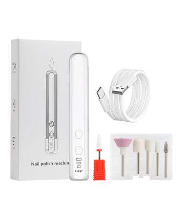 Electric Nail File for Acrylic Nails - Electric Manicure Pedicure Nail File Drill Kit | Compact Portable Design Nail Drill Kit Hand Foot Care Tool for Acrylic Gel Nails White English Version