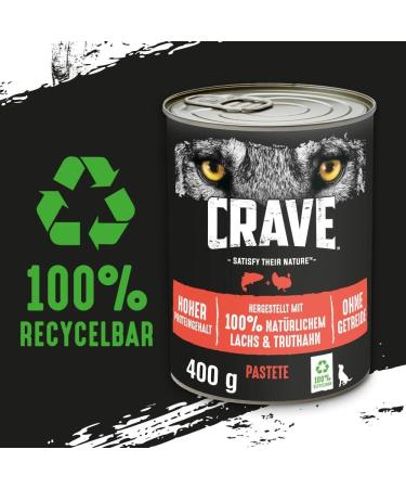 Premium Crave Adult Dog Food - Salmon & Turkey Wet Pate 6 Cans (6x400g) - High Protein Grain-Free All-Natural - Buy Online on GoSupps.com