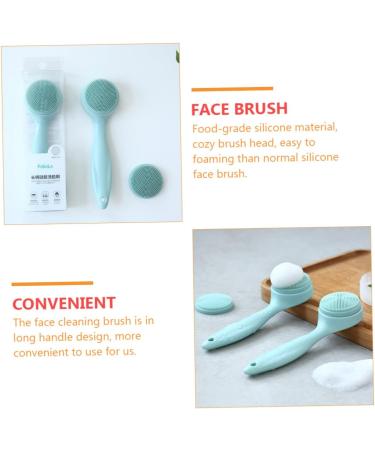 minkissy 1 Set Cleansing Brush Facial Exfoliator Brush Pore Facial Scrub Brush Removing Blackhead Brush Facial Brush Face Brush Applicator Face Scrubber Cleaning Silica Gel Handle Manual Green 15X4.5cm - Buy Online on GoSupps.com