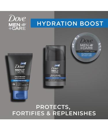 DOVE MEN + CARE Moisturiser Hydration Boost - Facial Cleanser - Provides Essential Moisture 100 ml & Face Care Cream - Protects Strengthens and Moisturises 50 ml - Buy Online on GoSupps.com