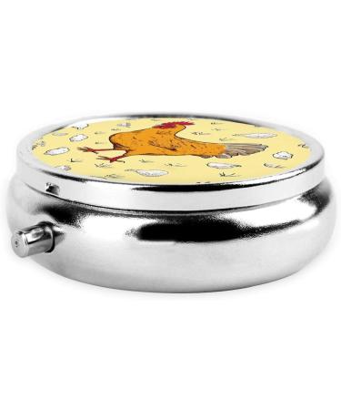 Buy Chicken Chick Printed Mini Round Pill Box | 3 Compartment Travel Pill Organizer for Home Office & Pocket Use - Buy Online on GoSupps.com